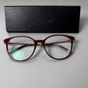 Escada Burgundy and Gold Eyeglasses